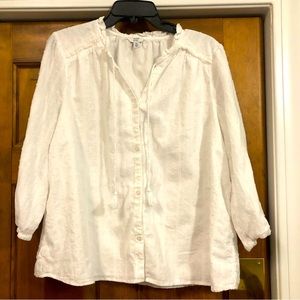 White Crown & Ivy Button-Down Long-Sleeve Shirt with Tassels